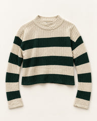 Cream & Forest Green women's preloved winter crop top, VW-CTP138