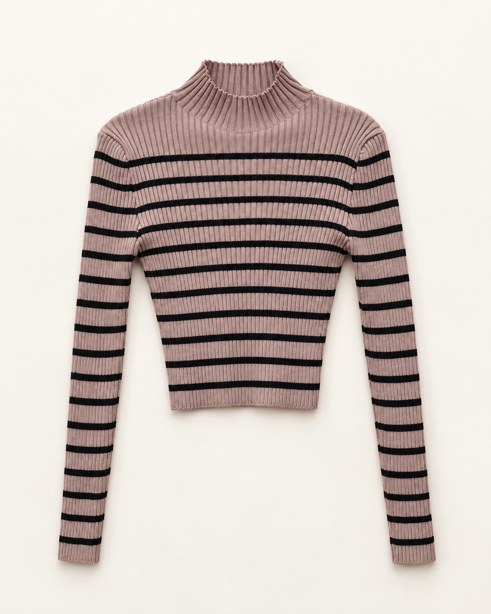 Dusty Pink & Black women's preloved winter crop top, VW-CTP150