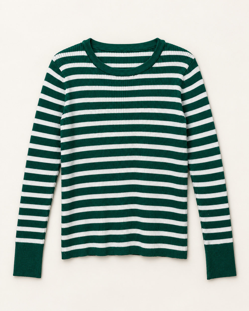 Forest Green & White women's preloved winter crop top, VW-CTP158