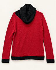 Red & Black women's preloved winter crop top, VW-CTP162