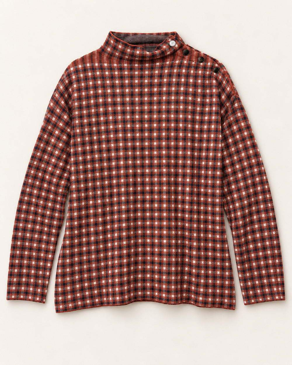 Rust, Black & Cream women's preloved winter crop top, VW-CTP175