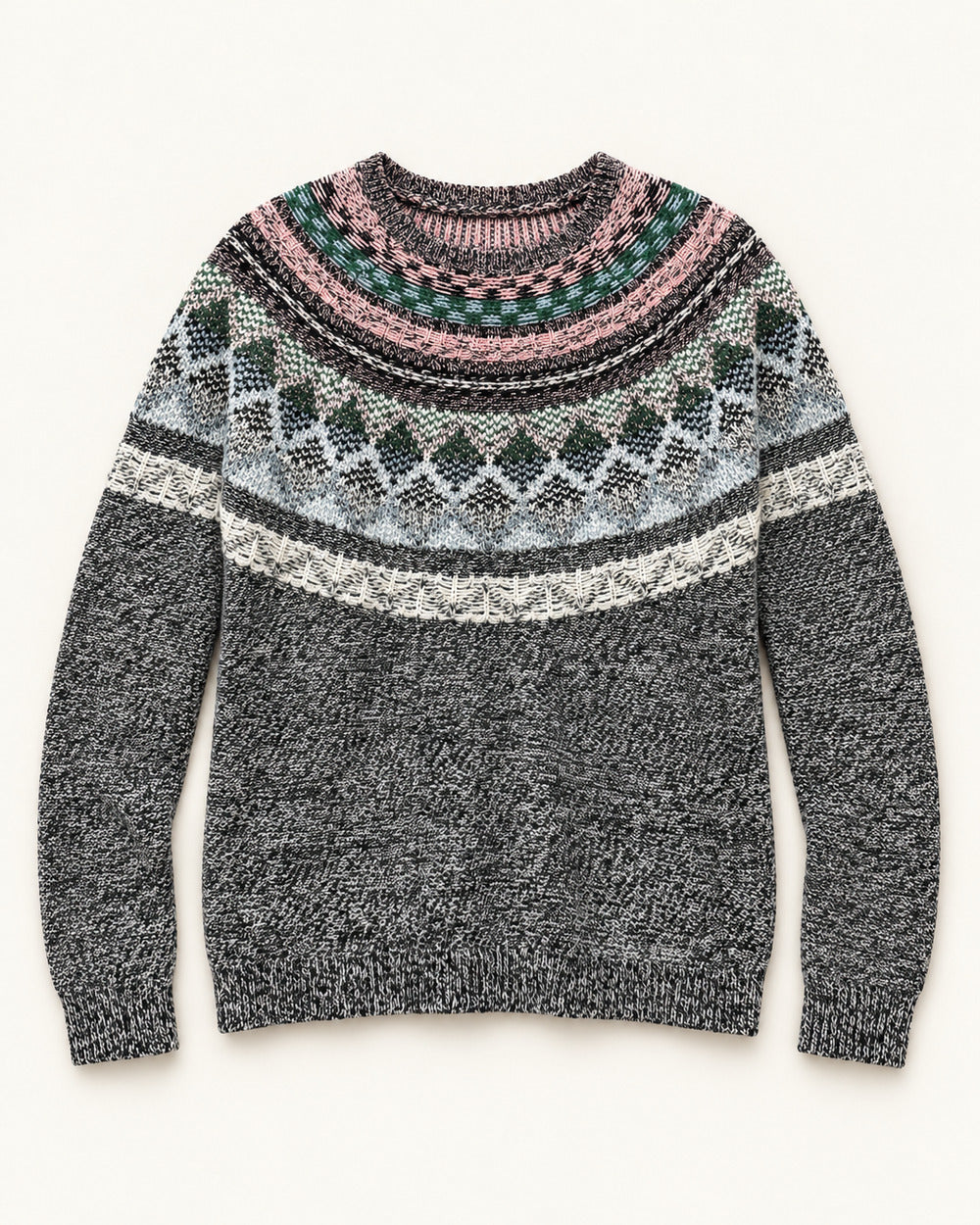 Grey, Pink & White women's preloved winter crop top, VW-CTP179