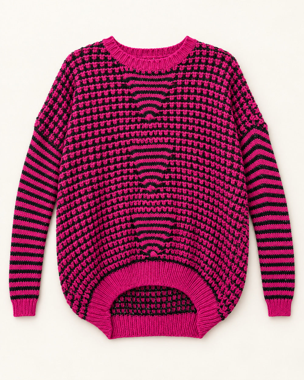 Hot Pink & Navy women's preloved winter crop top, VW-CTP180