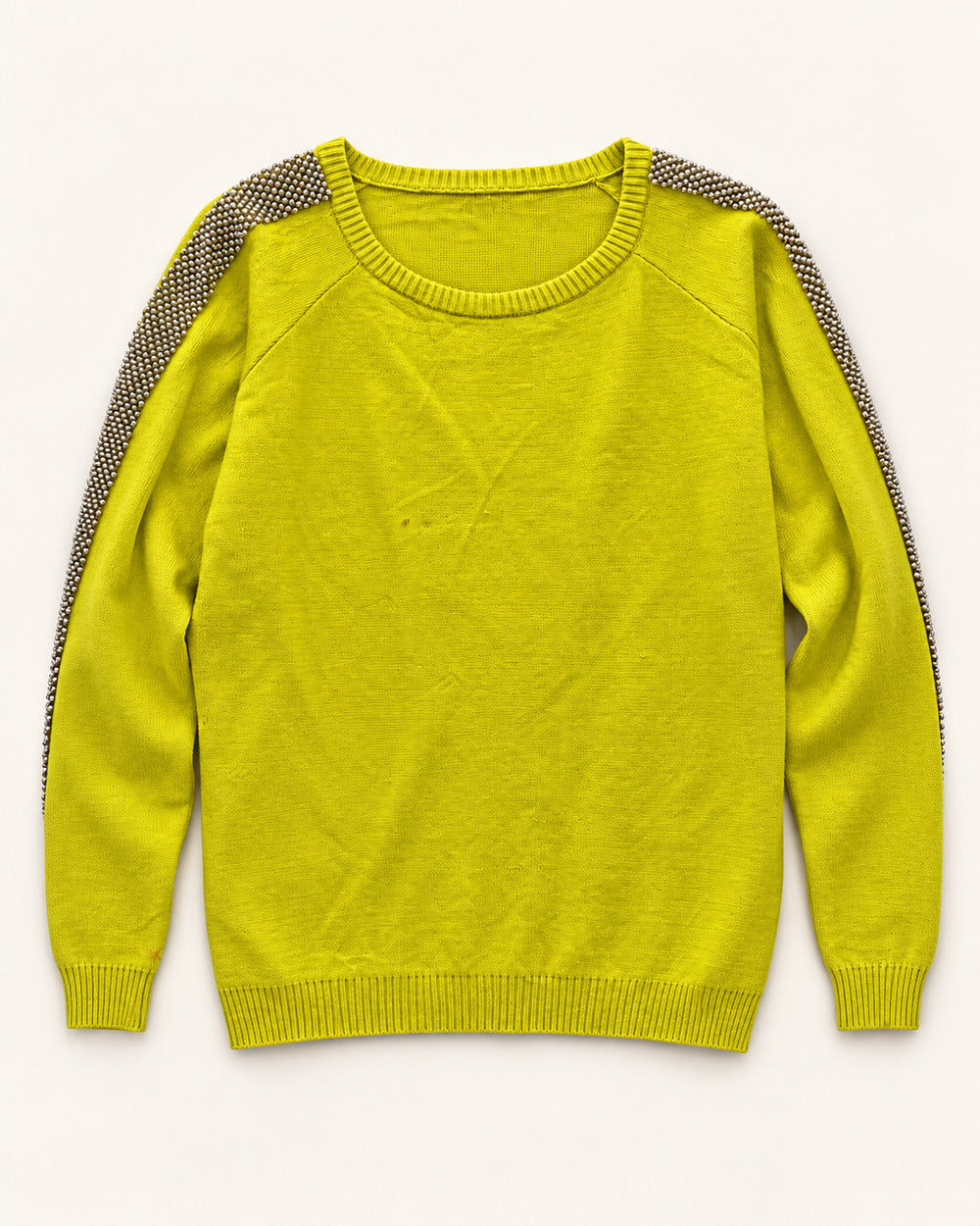 Neon Yellow & Grey women's preloved winter crop top, VW-CTP186
