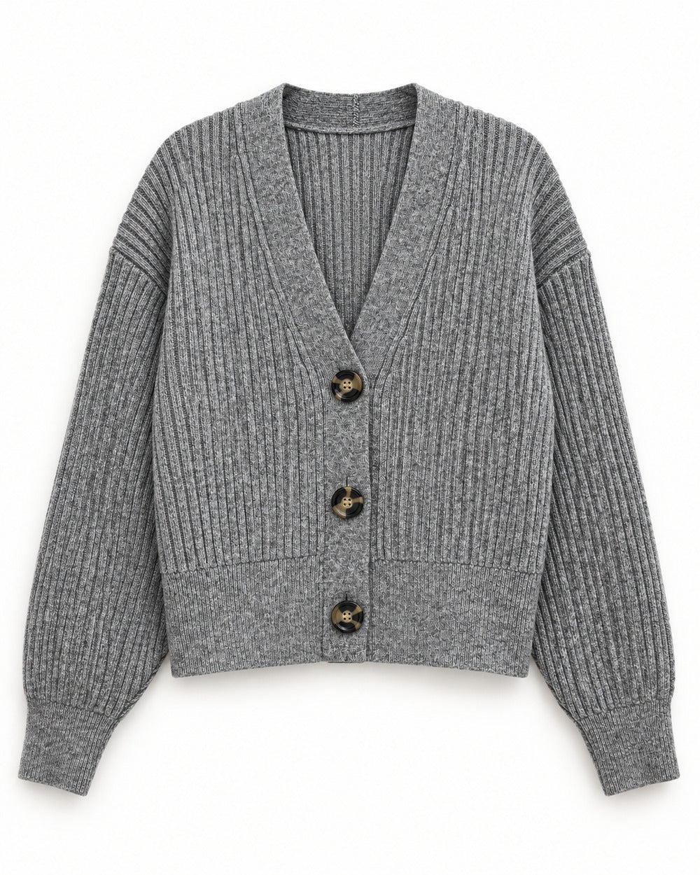 Light Grey & Taupe women's preloved heavy button cardigan, VW-HBC101