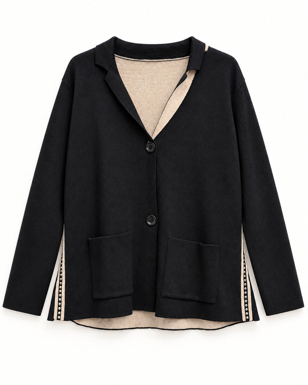 Charcoal Grey & Taupe women's preloved heavy button cardigan, VW-HBC103