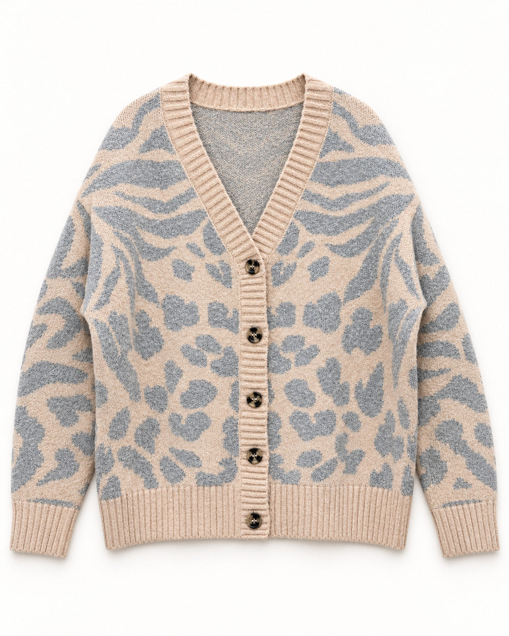 Cream & Blush Pink women's preloved heavy button cardigan, VW-HBC106