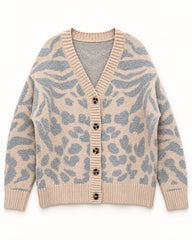 Cream & Blush Pink women's preloved heavy button cardigan, VW-HBC106