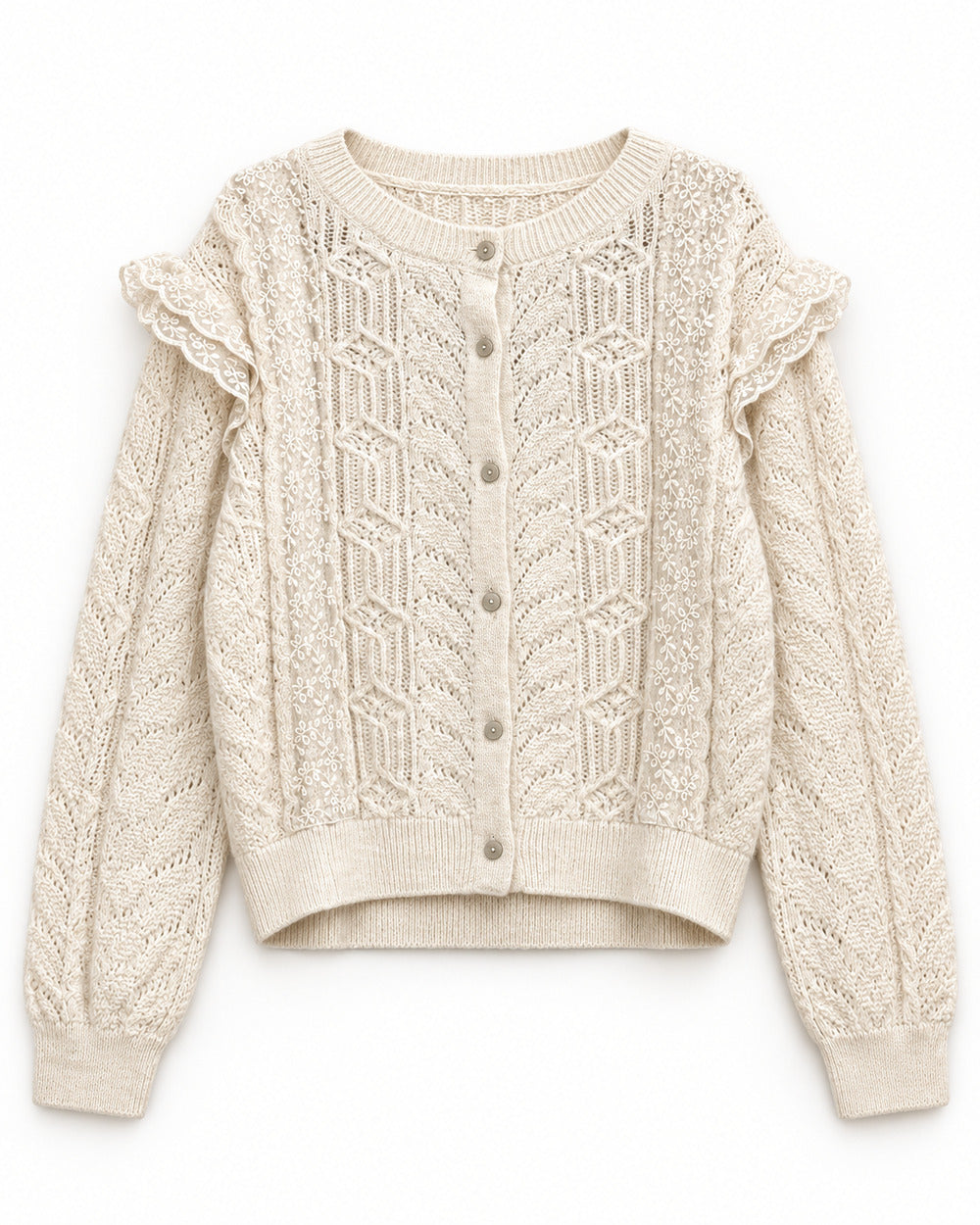 Cream women's preloved heavy button cardigan, VW-HBC108
