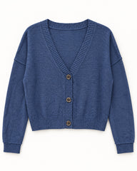 Navy women's preloved heavy button cardigan, VW-HBC11