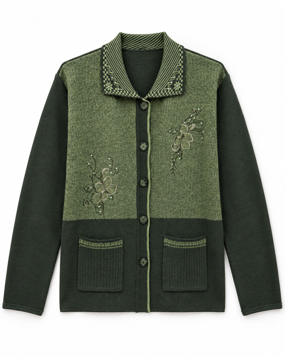 Olive & Mint Green women's preloved heavy button cardigan, VW-HBC110