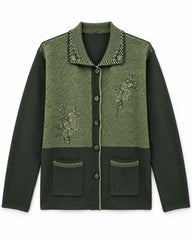Olive & Mint Green women's preloved heavy button cardigan, VW-HBC110