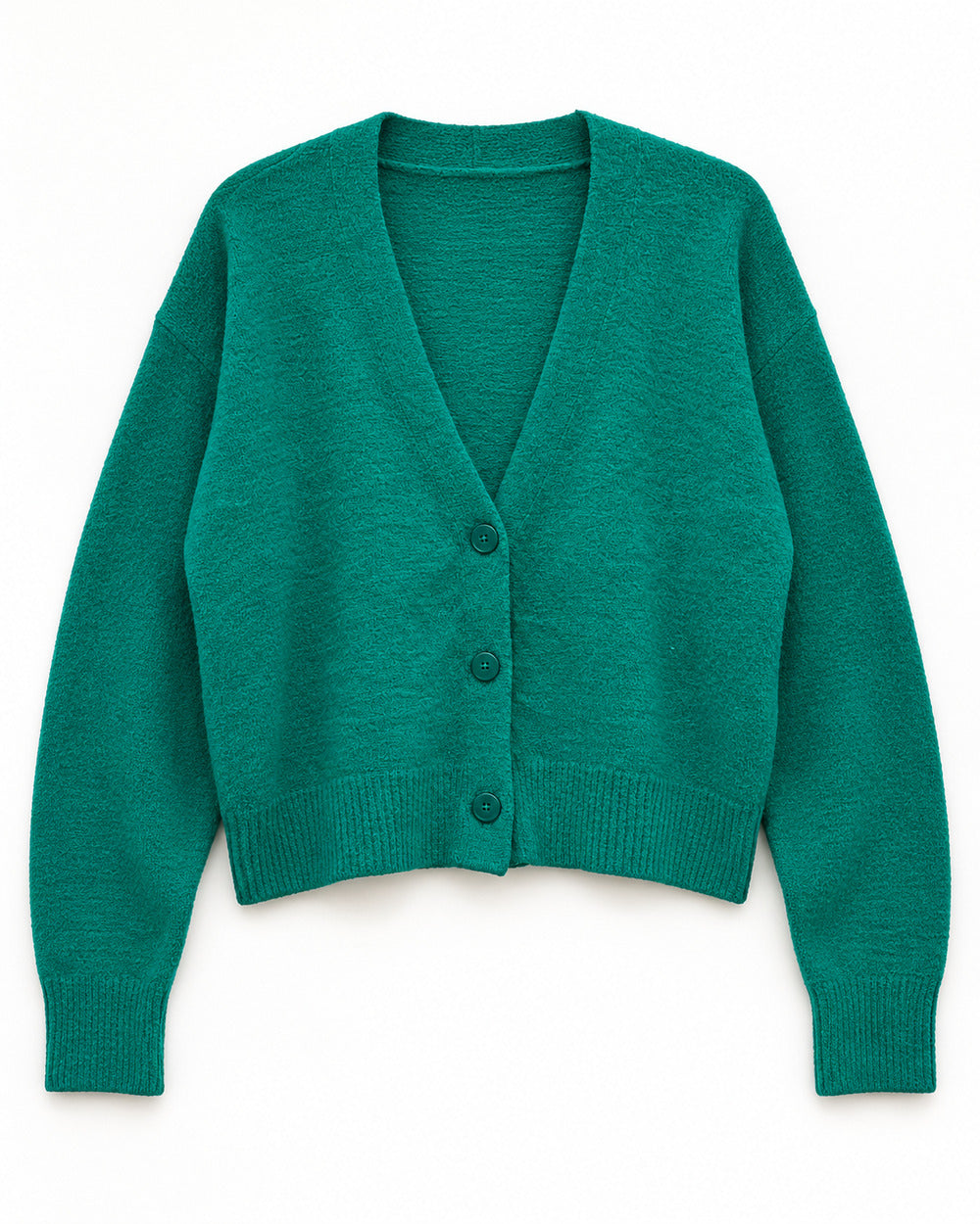 Teal women's preloved heavy button cardigan, VW-HBC112