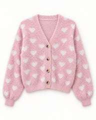 Blush Pink women's preloved heavy button cardigan, VW-HBC116