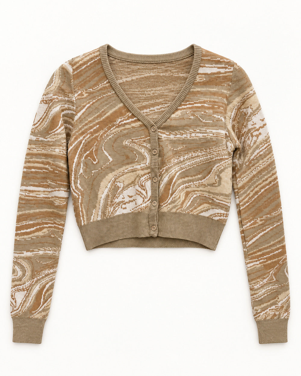 Beige & Camel women's preloved heavy button cardigan, VW-HBC12