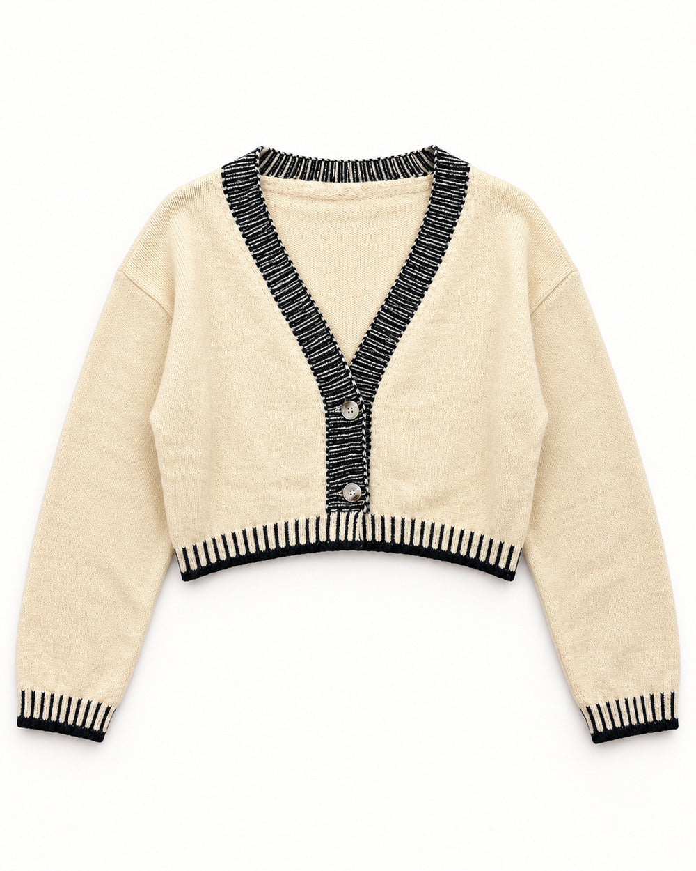 Cream & Taupe women's preloved heavy button cardigan, VW-HBC122