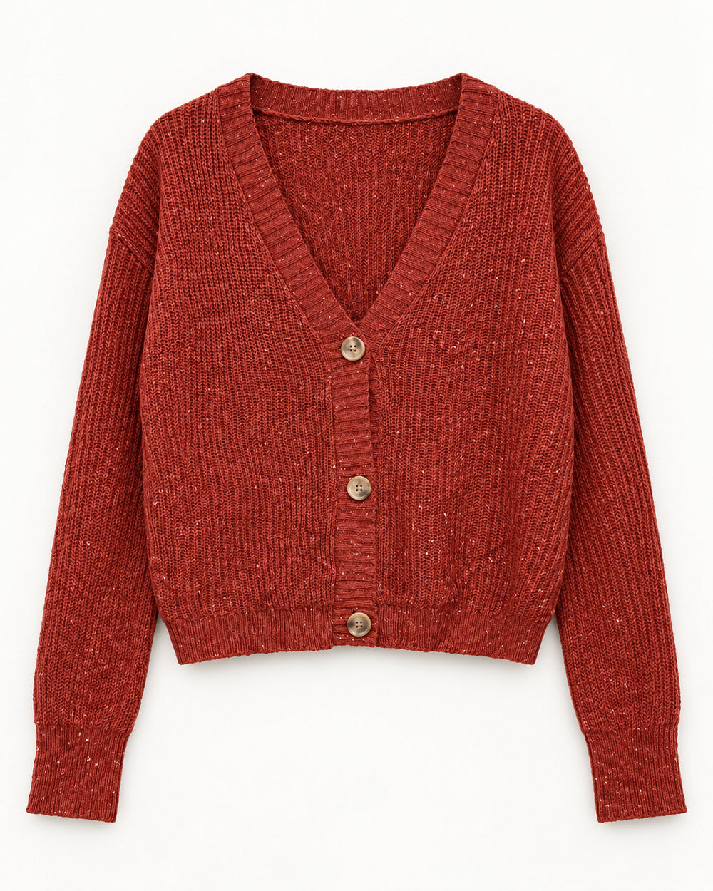 Rust & Red women's preloved heavy button cardigan, VW-HBC124