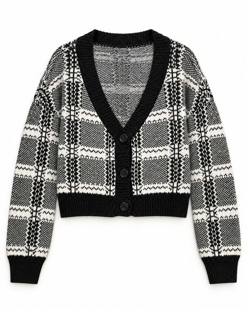 Black & Taupe women's preloved heavy button cardigan, VW-HBC125