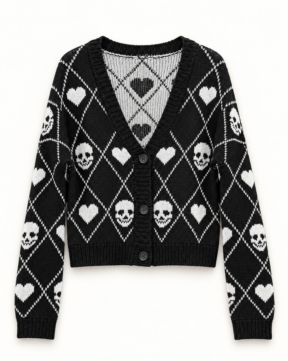 Charcoal Grey & Black women's preloved heavy button cardigan, VW-HBC126
