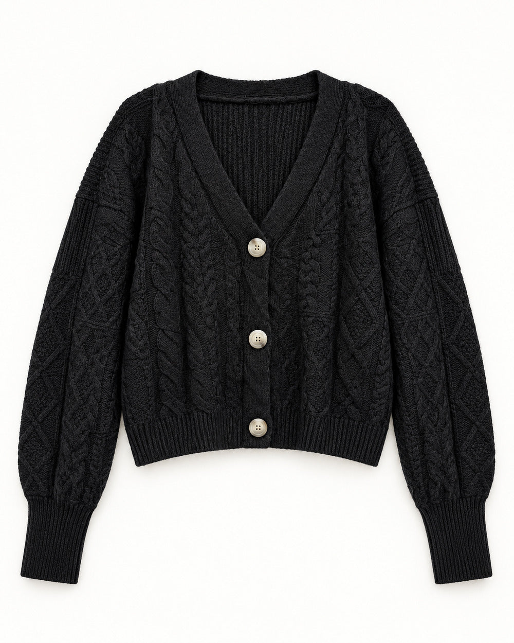 Charcoal Grey women's preloved heavy button cardigan, VW-HBC128