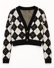 Black women's preloved heavy button cardigan, VW-HBC13