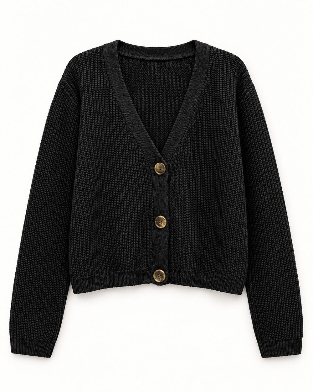 Black women's preloved heavy button cardigan, VW-HBC131