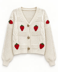 Cream women's preloved heavy button cardigan, VW-HBC132