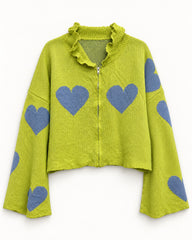Yellow & Grey women's preloved heavy button cardigan, VW-HBC133