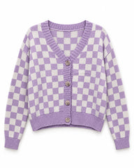 Lilac & Blush Pink women's preloved heavy button cardigan, VW-HBC137