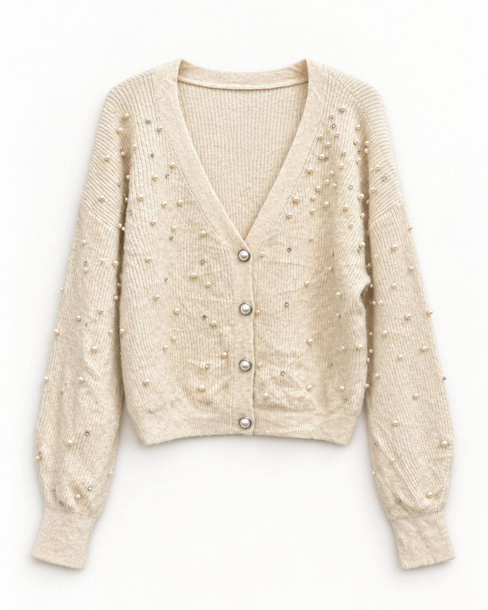 Cream women's preloved heavy button cardigan, VW-HBC139