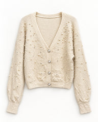 Cream women's preloved heavy button cardigan, VW-HBC139
