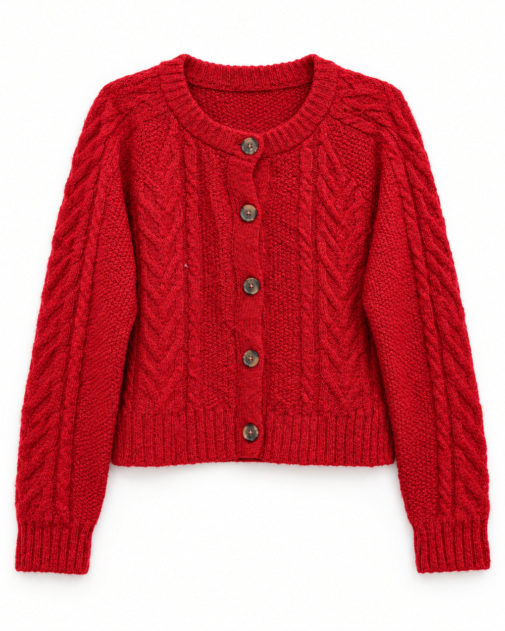 Red women's preloved heavy button cardigan, VW-HBC142