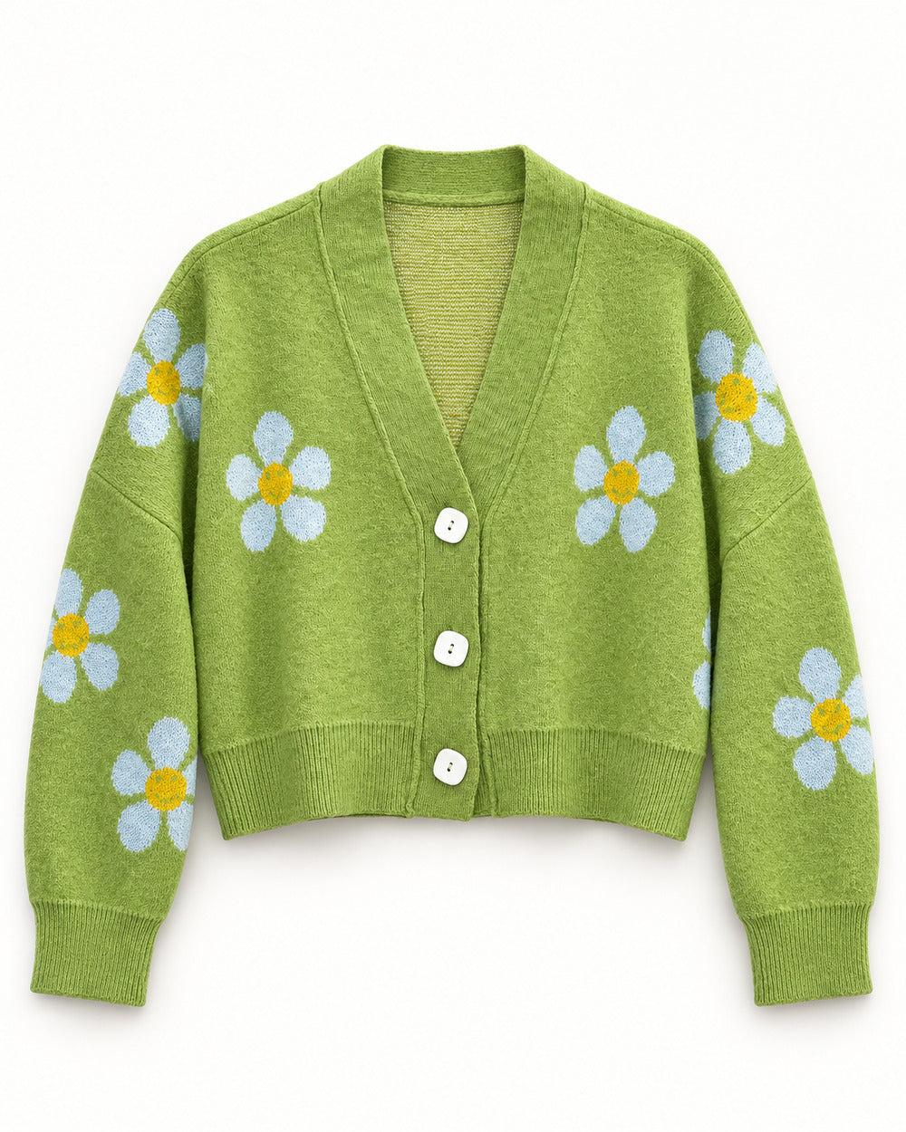 Olive & Mint Green women's preloved heavy button cardigan, VW-HBC148