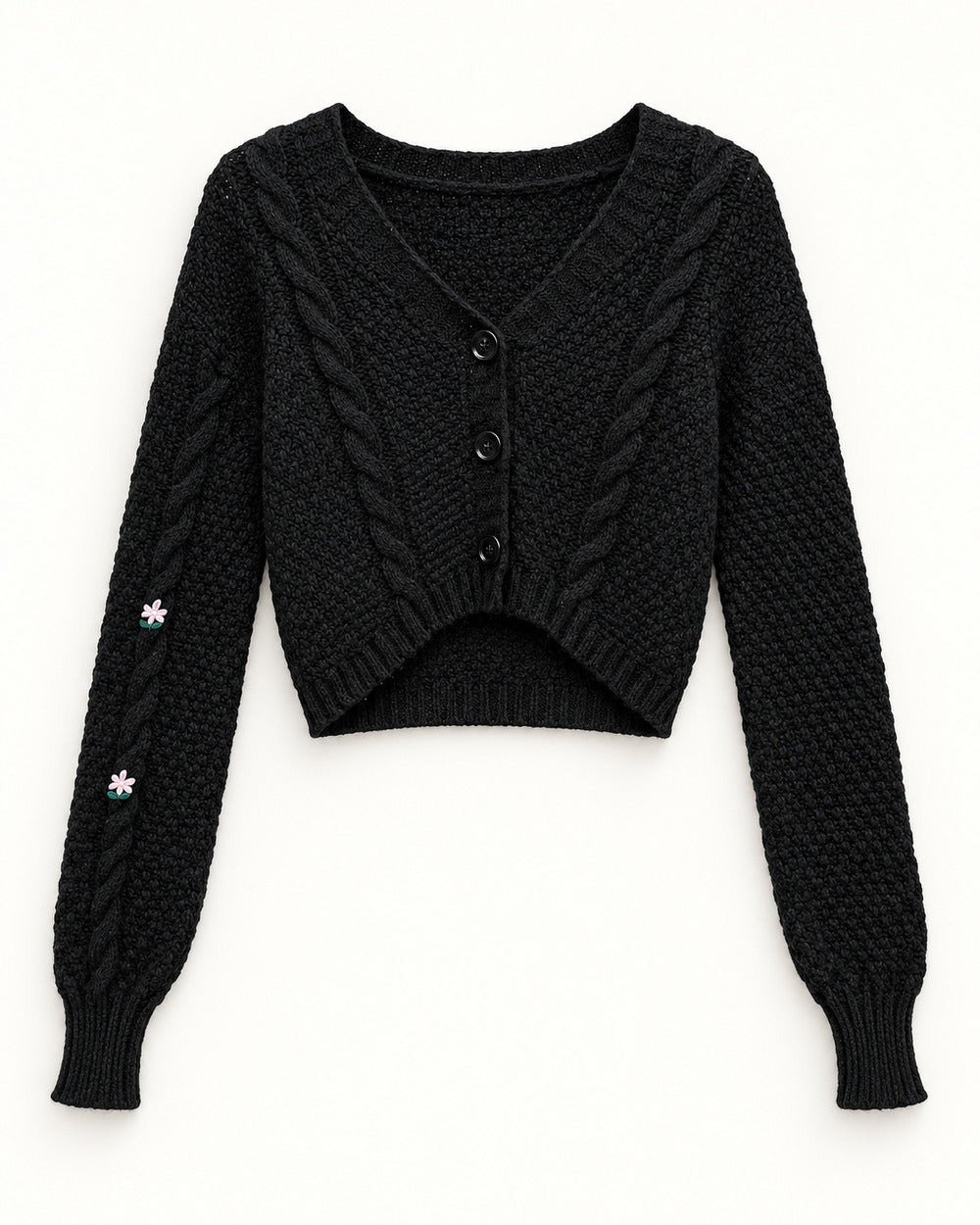 Charcoal Grey & Black women's preloved heavy button cardigan, VW-HBC15