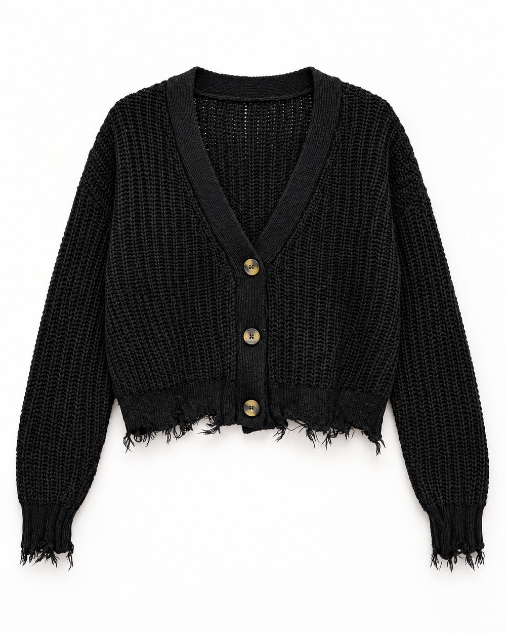 Charcoal Grey & Black women's preloved heavy button cardigan, VW-HBC153