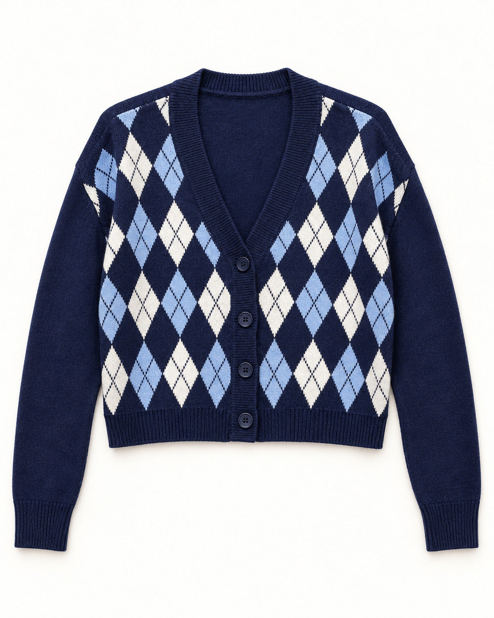 Navy & Powder Blue women's preloved heavy button cardigan, VW-HBC157
