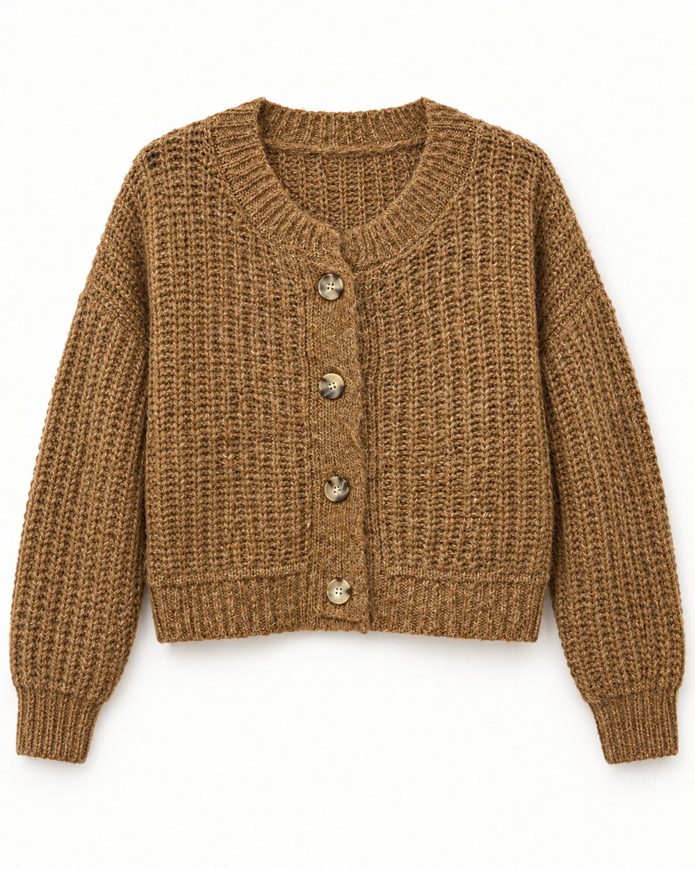 Camel & Brown women's preloved heavy button cardigan, VW-HBC163