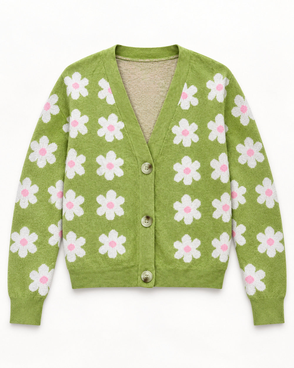 Olive women's preloved heavy button cardigan, VW-HBC164