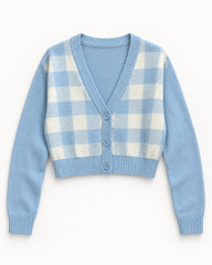 Powder Blue & Mint Green women's preloved heavy button cardigan, VW-HBC165