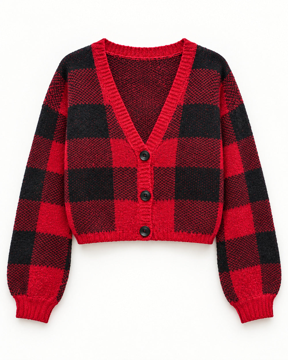 Burgundy & Red women's preloved heavy button cardigan, VW-HBC166