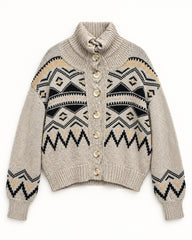 Taupe women's preloved heavy button cardigan, VW-HBC167