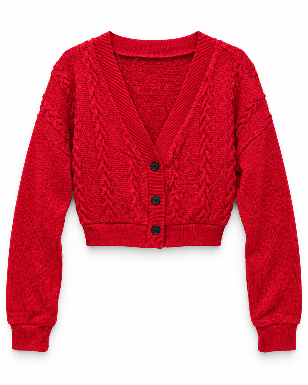 Red women's preloved heavy button cardigan, VW-HBC168
