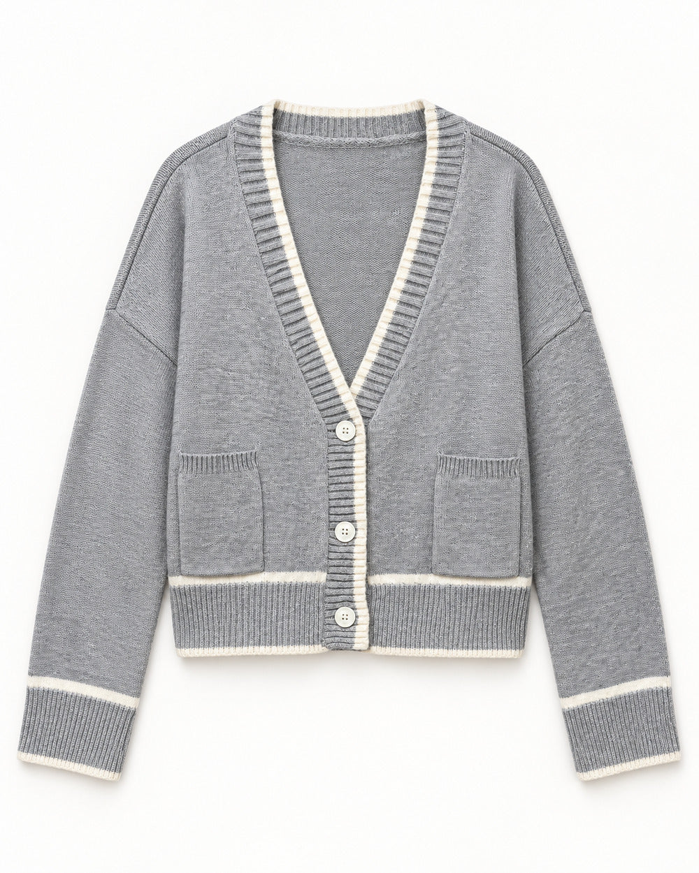 Grey & Lilac women's preloved heavy button cardigan, VW-HBC171