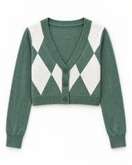 Mint Green women's preloved heavy button cardigan, VW-HBC175