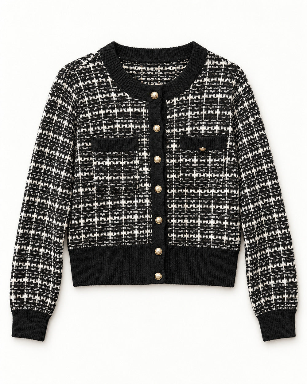 Black & Taupe women's preloved heavy button cardigan, VW-HBC18