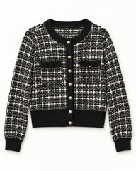 Black & Taupe women's preloved heavy button cardigan, VW-HBC18