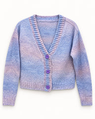 Lilac & Powder Blue women's preloved heavy button cardigan, VW-HBC183