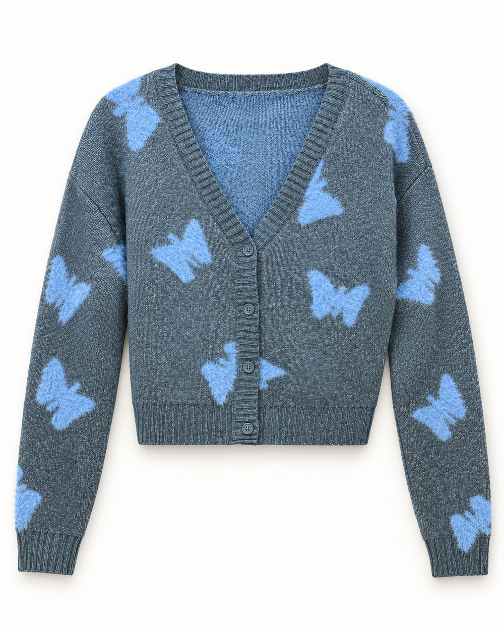 Charcoal Grey & Grey women's preloved heavy button cardigan, VW-HBC184