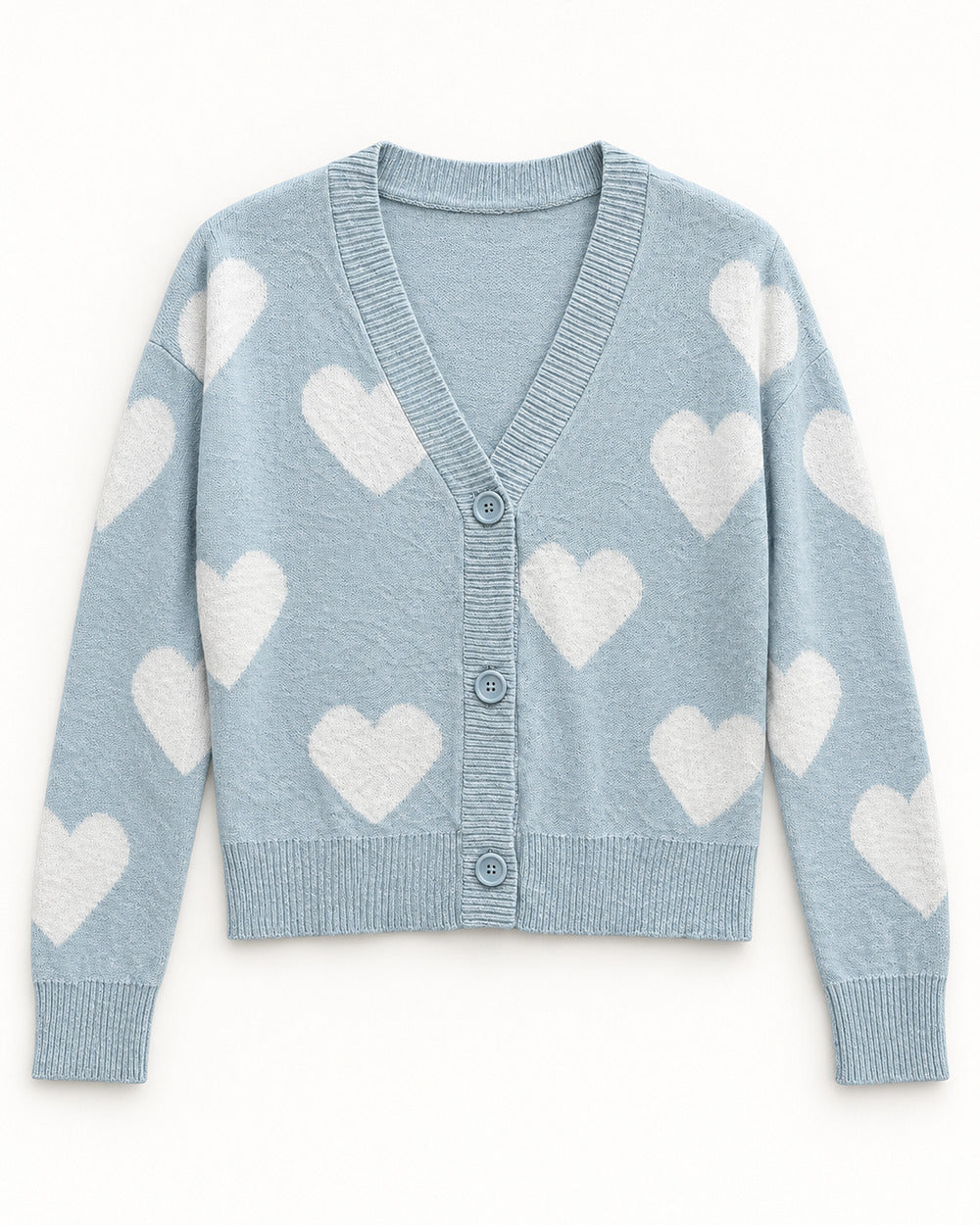 Powder Blue & Light Grey women's preloved heavy button cardigan, VW-HBC186