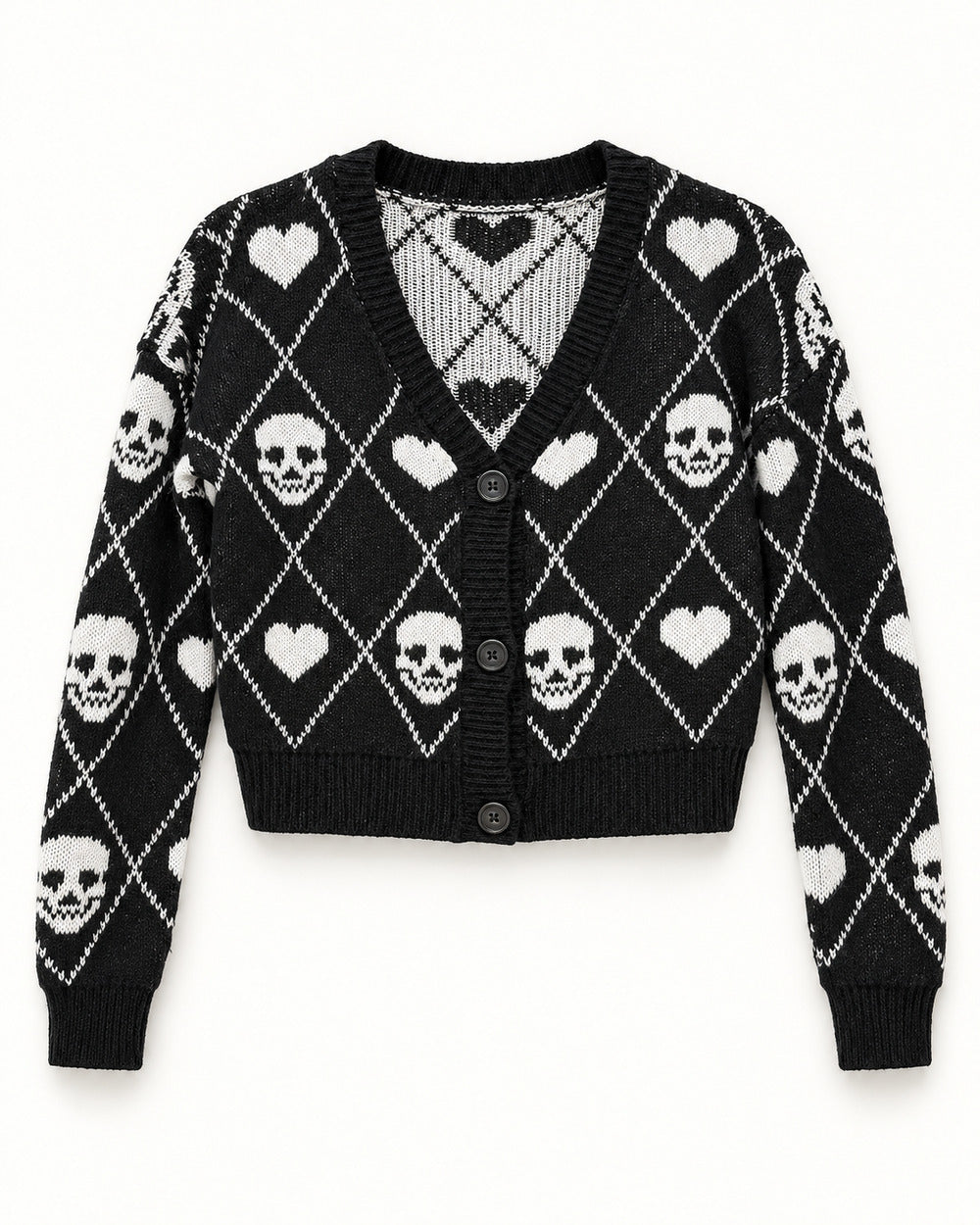 Black & Charcoal Grey women's preloved heavy button cardigan, VW-HBC187